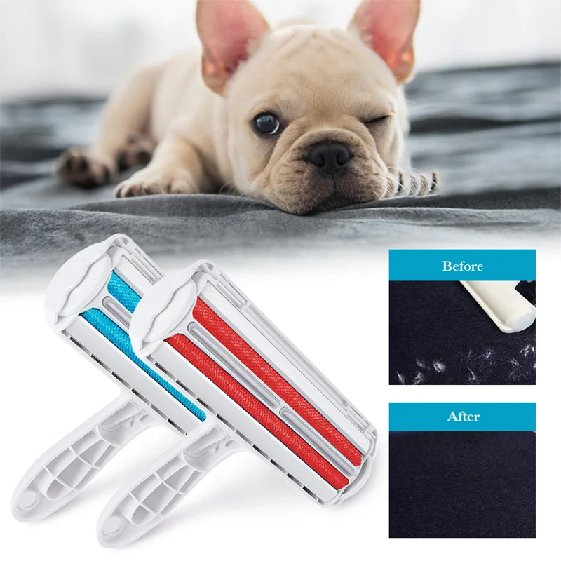 

2-Way Pet Hair Remover Lint Roller Removes Hairs Cats And Dogs From Furniture Sofa Clothes Convenient Cleaner Animal Fur Brush