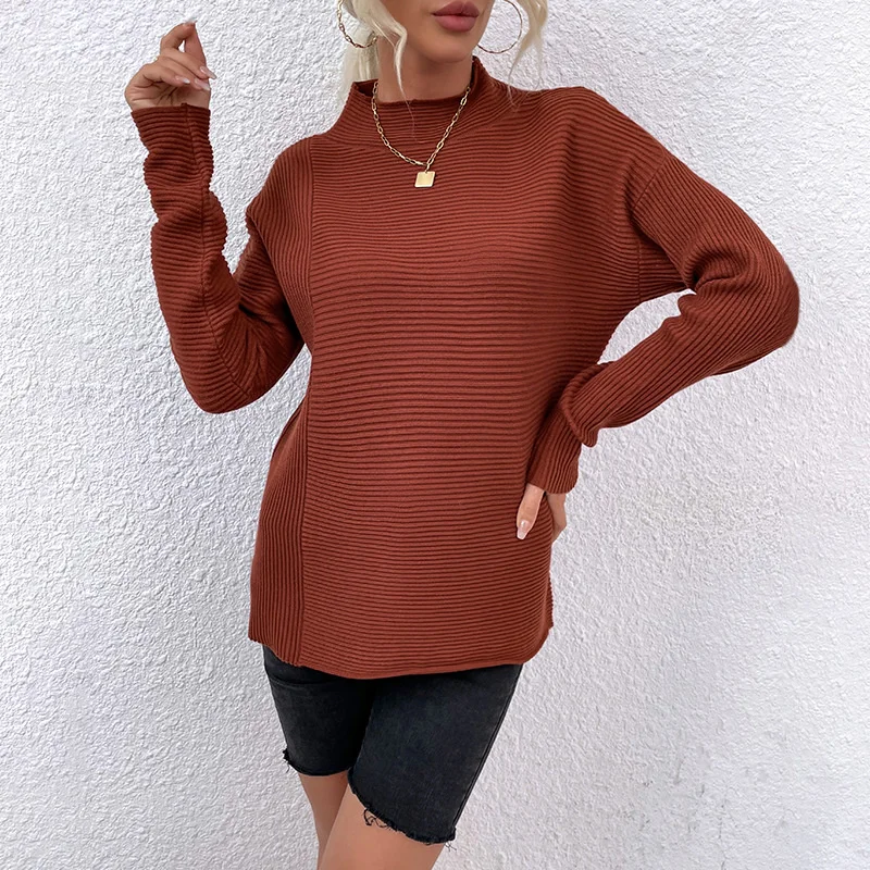 

Sweater women's autumn and winter 2021 new casual top bottoming shirt solid color high neck sweater