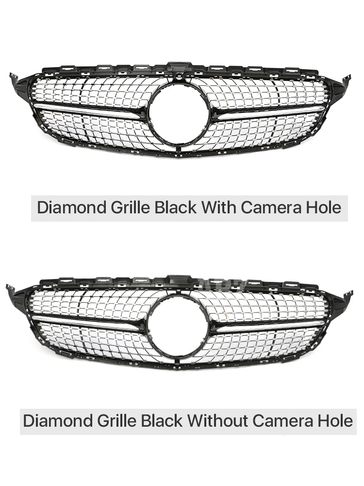 Решетка переднего бампера Diamond Sliver Star для Benz C Class W205 Mercedes C180 C200 C300 C350 2014-2021