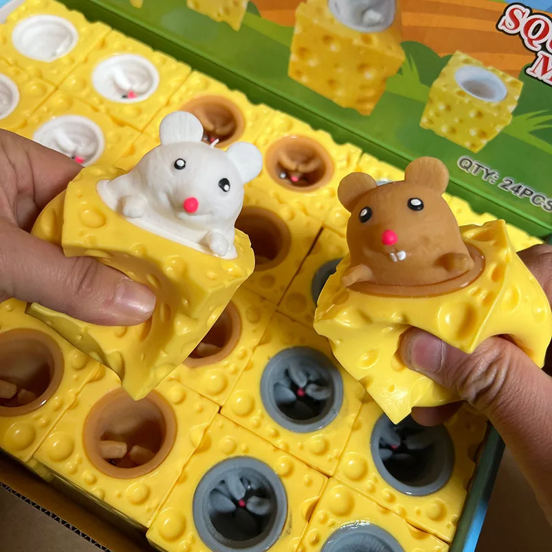 

Забавная игрушка-антистресс с изображением мыши и сыра, игрушка-антистресс, фигурки-прятки, игрушки-антистресс для детей и взрослых, подарк...