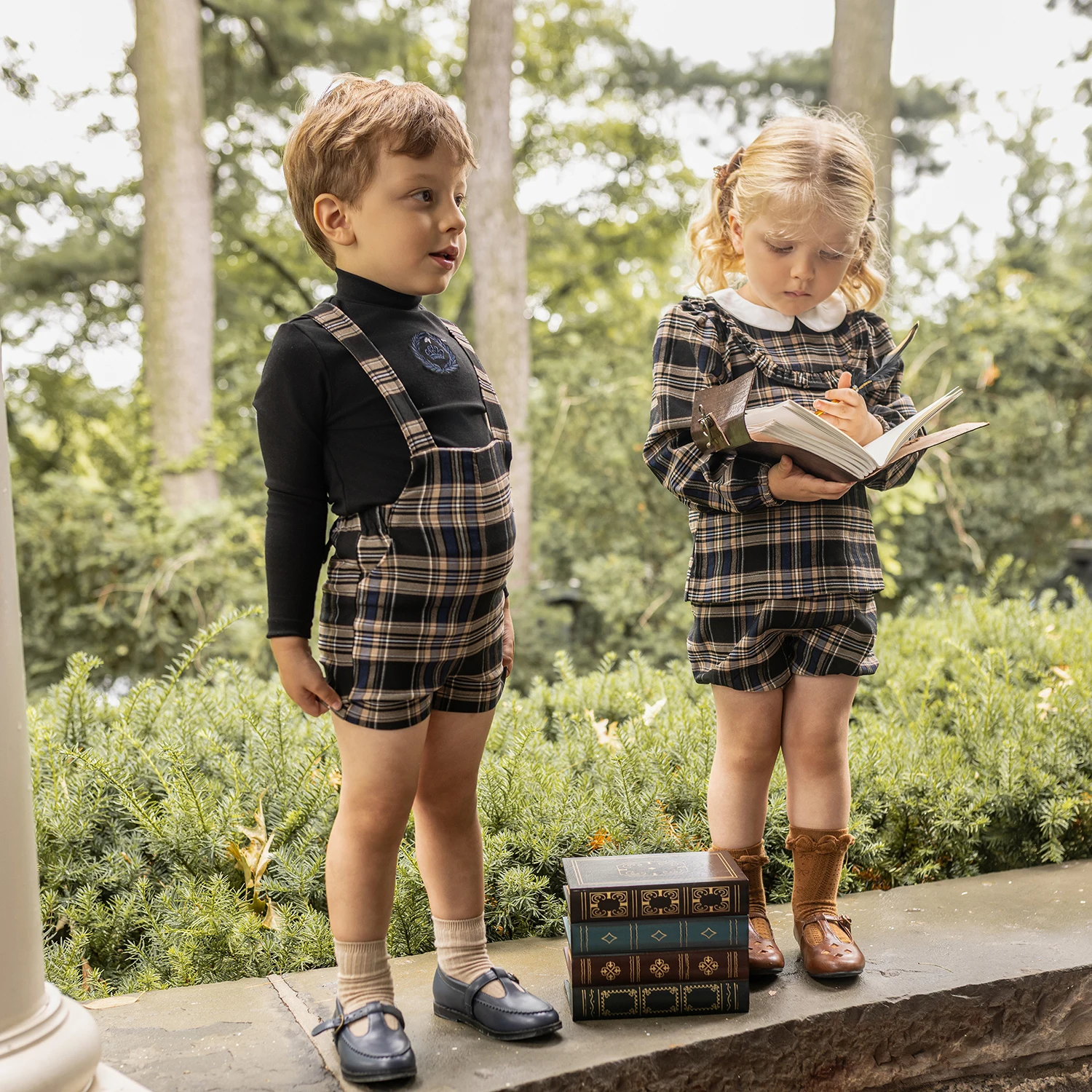 Коллекция AP Plaid AW26: Модное платье для девочек, милый комплект для малышей, одежда для братьев и сестер в едином стиле, пиджак для мальчиков, клетчатый комбинезон. (art.: 3920dccb3d0cd) - 3920dccb3d0cd