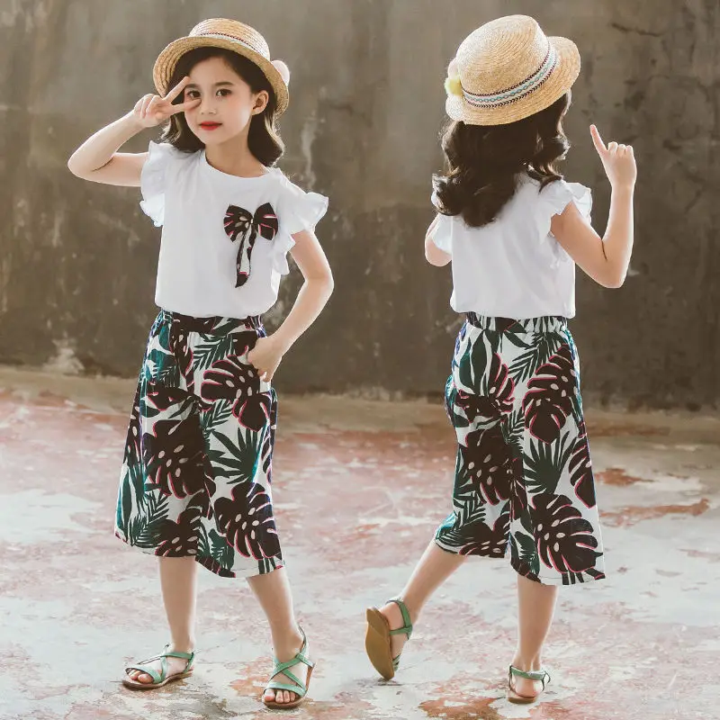 

Детские комплекты, летняя футболка для девочек, новинка 2023, модный костюм из двух предметов с коротким рукавом и мультяшным принтом, одежда для детей 2, 12 лет