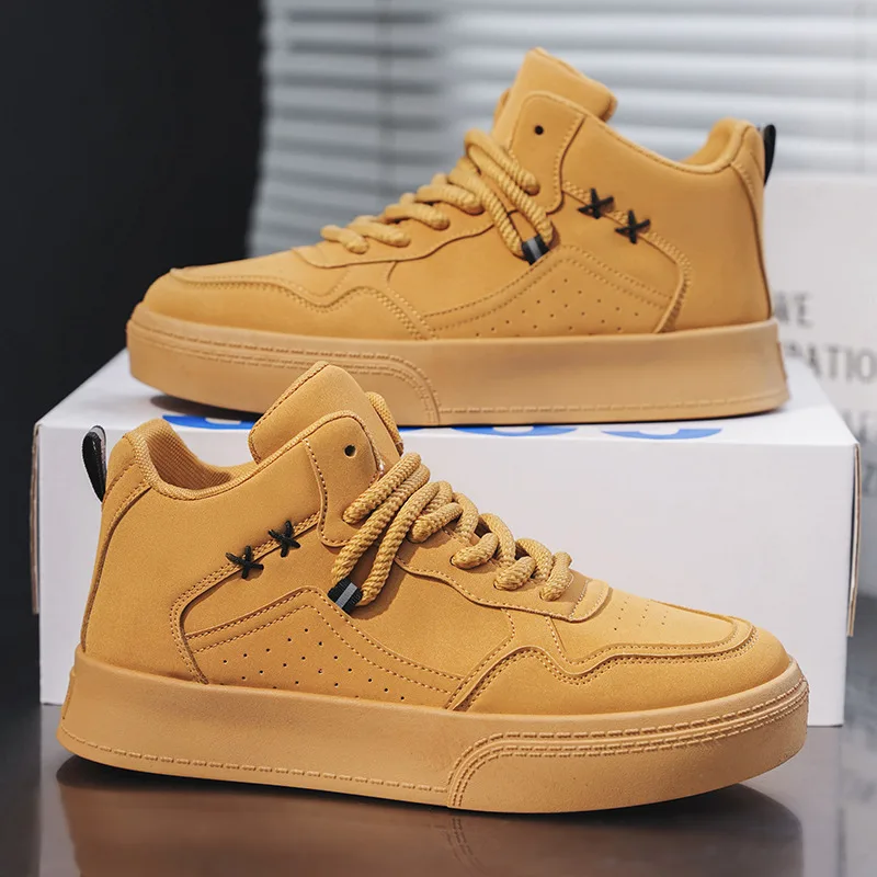 Кроссовки мужские высокие на шнуровке удобные кеды повседневная обувь платформе