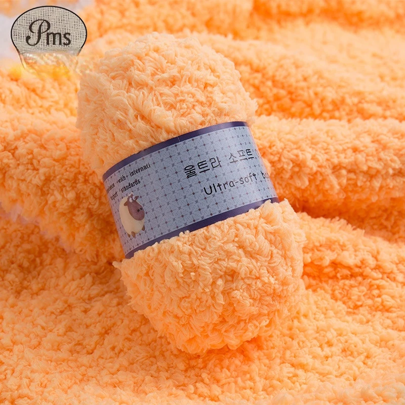 

Soft Smooth Plush Thick Yarn for Knitting Sweater Scarf Blanket Coral Velvet Crochet Threads Fluffy Wool Cords Freeshipping 50g