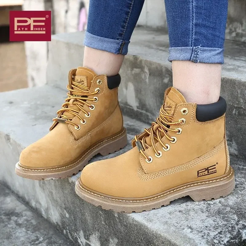 

Genuine Leather Goodyear Welted Military Boots Men Winter Punk Retro Work & Safety Boots Women Mid-calf Desert Yellow Boot Frost