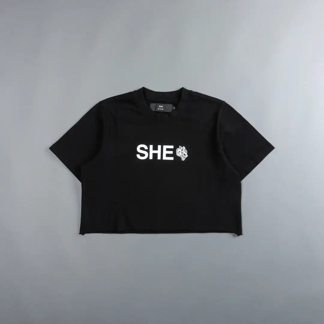 Darc She Shirt Women Crop Sports Tops Femme Fitness Yoga T Shirt Gym Sportswear High Quality Tee Crossfit Workout Loose Cropped