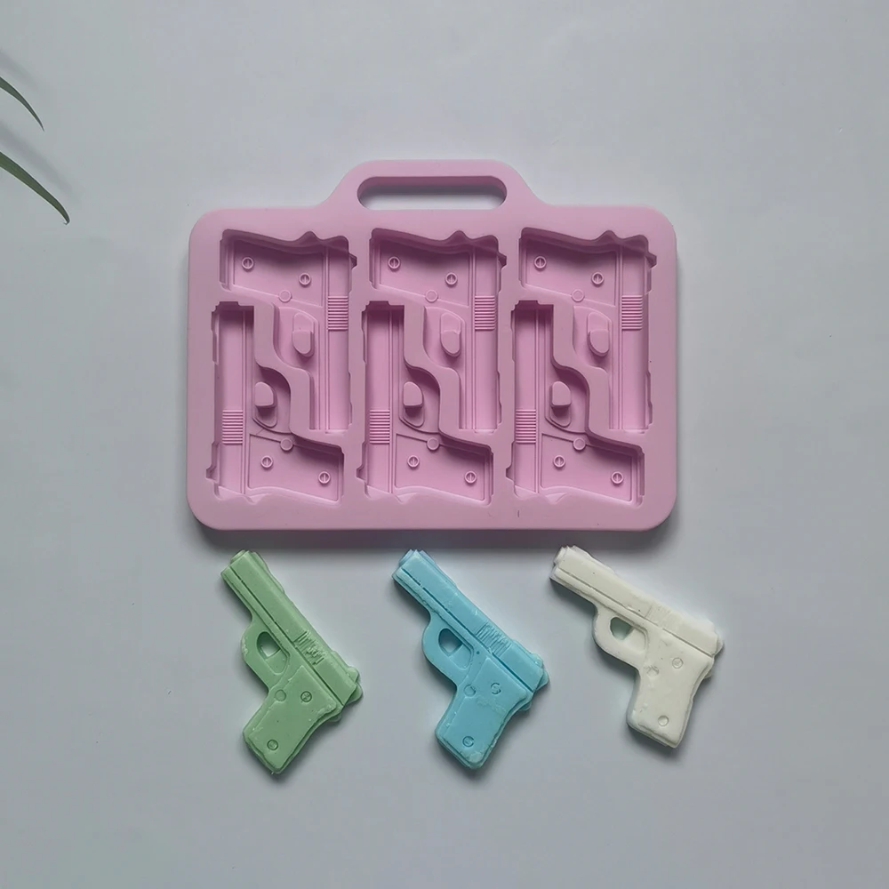 

6 Grids Ice Cream Maker Silicone Ice Cube Mold Gun Shape Ice Cube Tray DIY Drinking Bar Tool