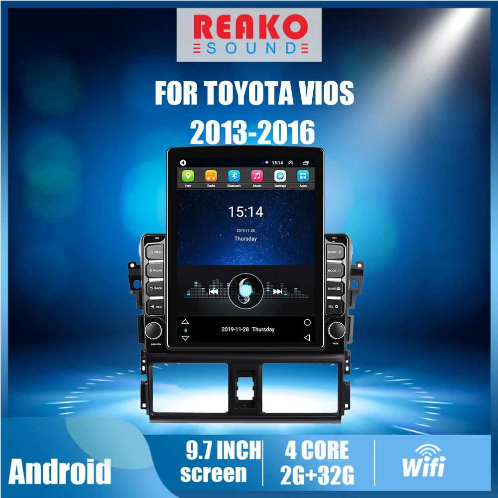 

Автомобильный мультимедийный плеер для TOYOTA VIOS 2013-2016, 2 Din, 9,7 дюйма, 4G, Carplay, Tesla экран, GPS-навигатор, Android, Авторадио, стерео