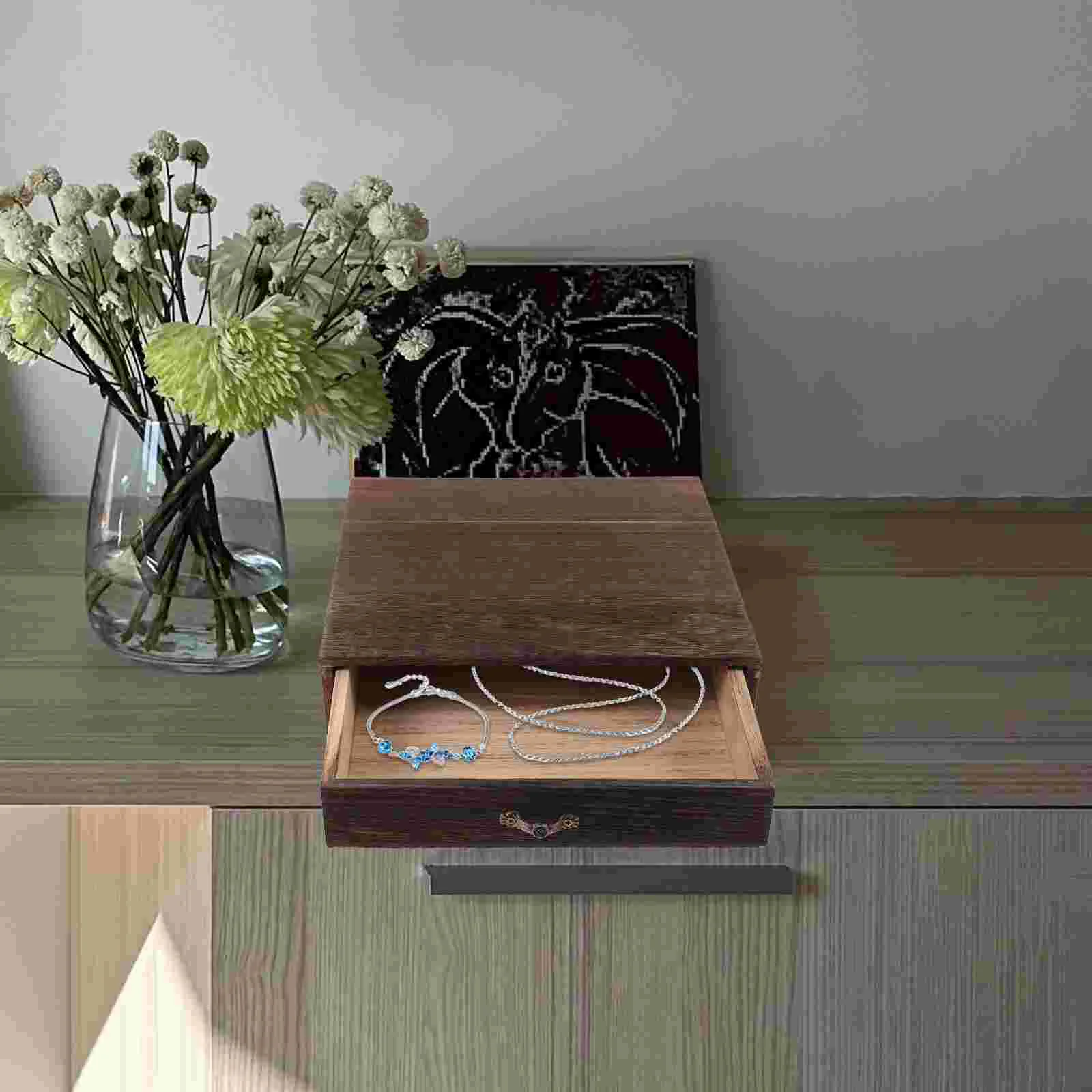 

Desk Storage Box Desktop Organizer Drawers Chinese Style Table Wood Wooden Small