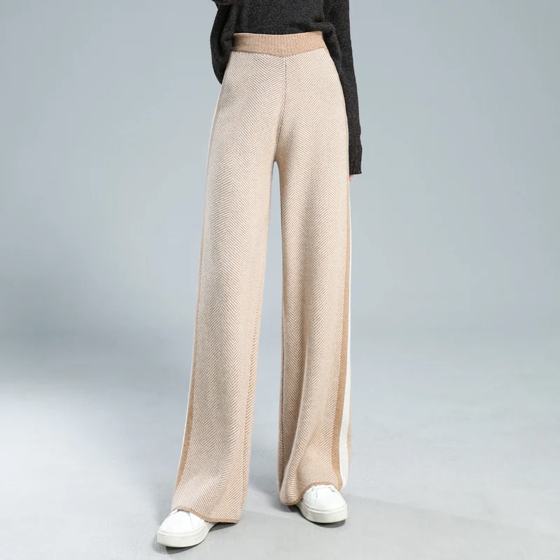 BELIARST 100% брюки из чистой шерсти женские с высокой талией широкими штанинами