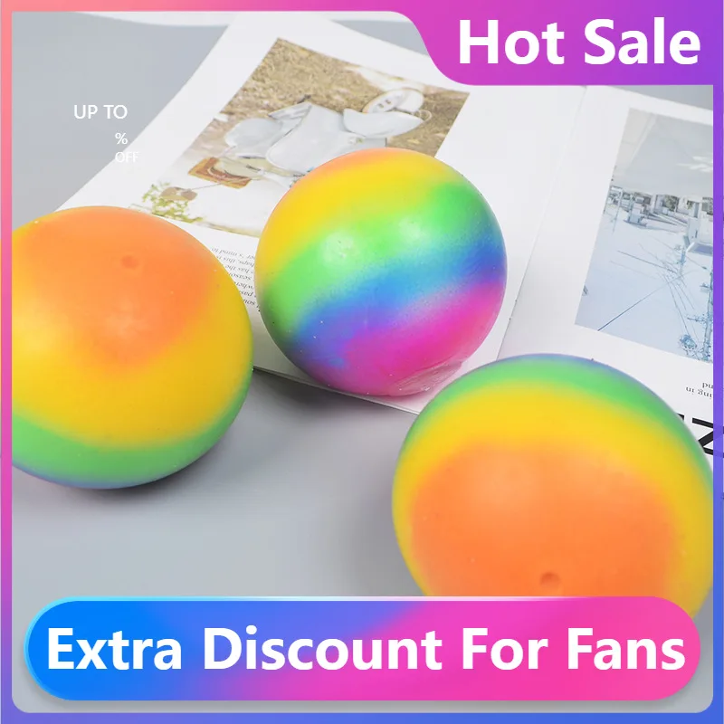 

New 7cm Stress Balls Rainbow Colorful Soft Foam PU Squeeze Balls Toys for Kids Children Adults Stress Relief Funny Toys
