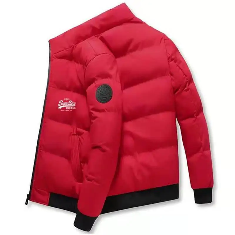 Men's cotton padded clothes Men's winter warm keeping solid color hooded down jacket Thick duck coat Men's cotton padded clothes