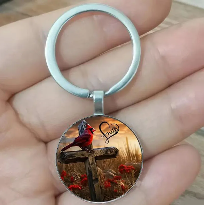 Модный брелок с красной птицей епископа в стиле веры из цинкового сплава