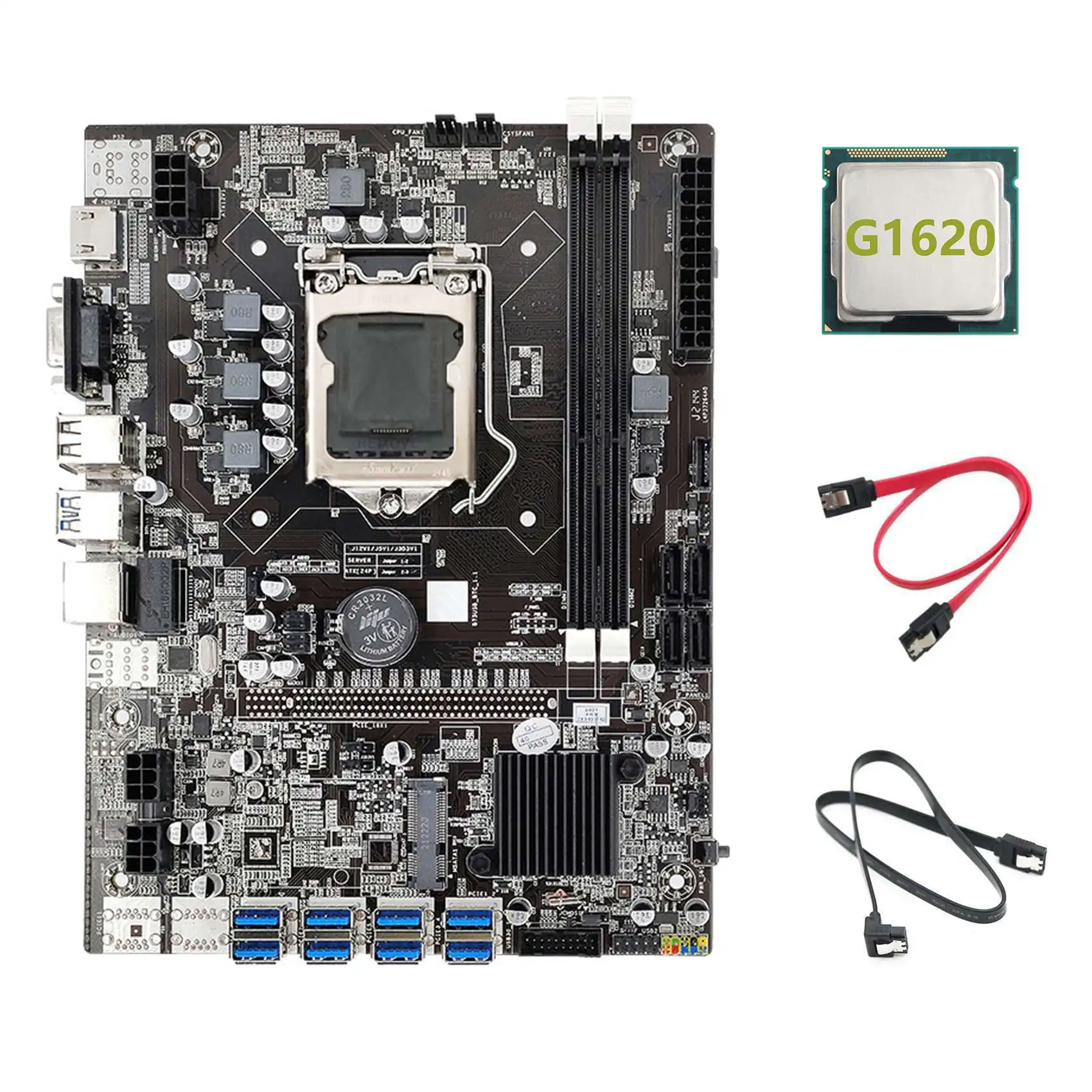 

Материнская плата B75 ETH для майнинга 8xpcie USB адаптер + процессор G1620 + кабель 2xsata LGA1155 MSATA B75 USB материнская плата для майнинга