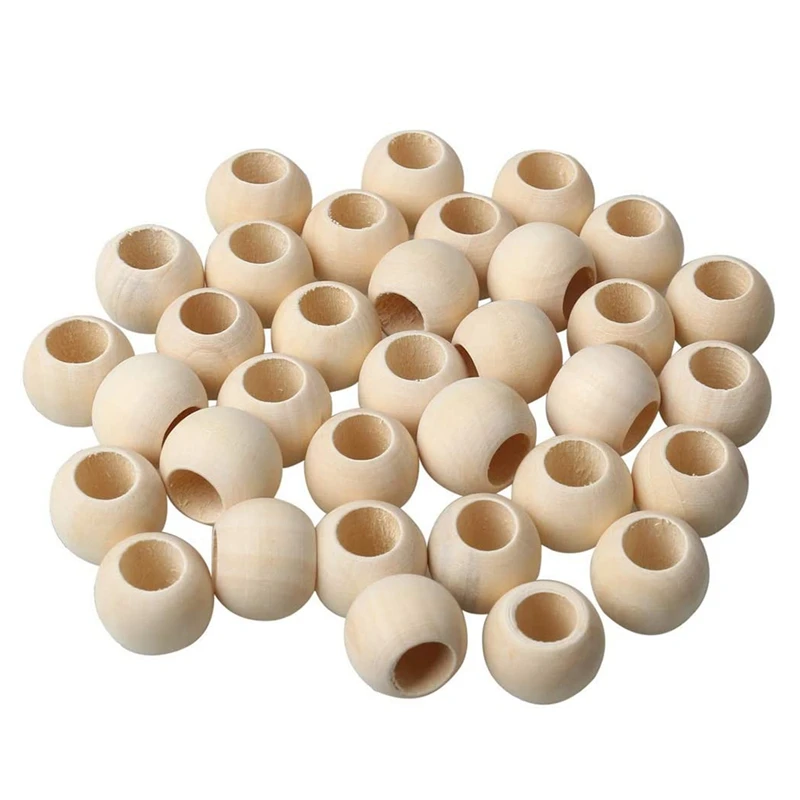 

200Pcs Natural Wooden Beads, 20Mm Wood Spacer Beads Round Wood Loose Beads For Jewellery Making