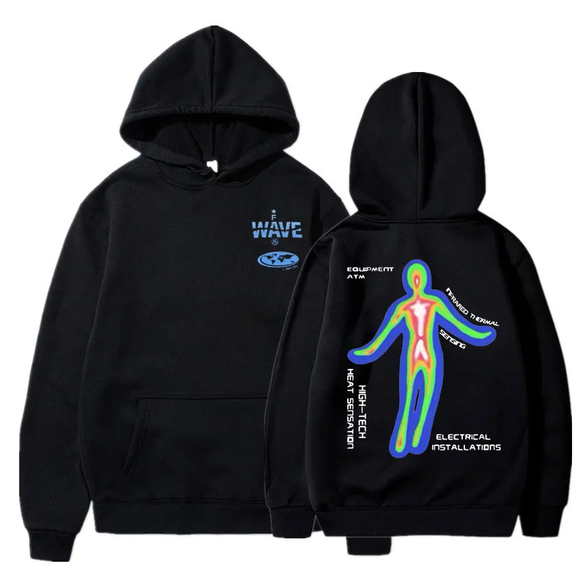 Skeleton Thermal Imaging Graphic Print Hoodie Men's Hip Hop Streetwear Men Women Fleece Cotton Hoodies Unisex Fashion Sweatshirt
