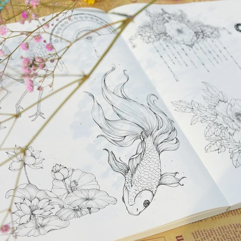 Профессиональная Книга с черно-белыми линиями для рисования древняя книга