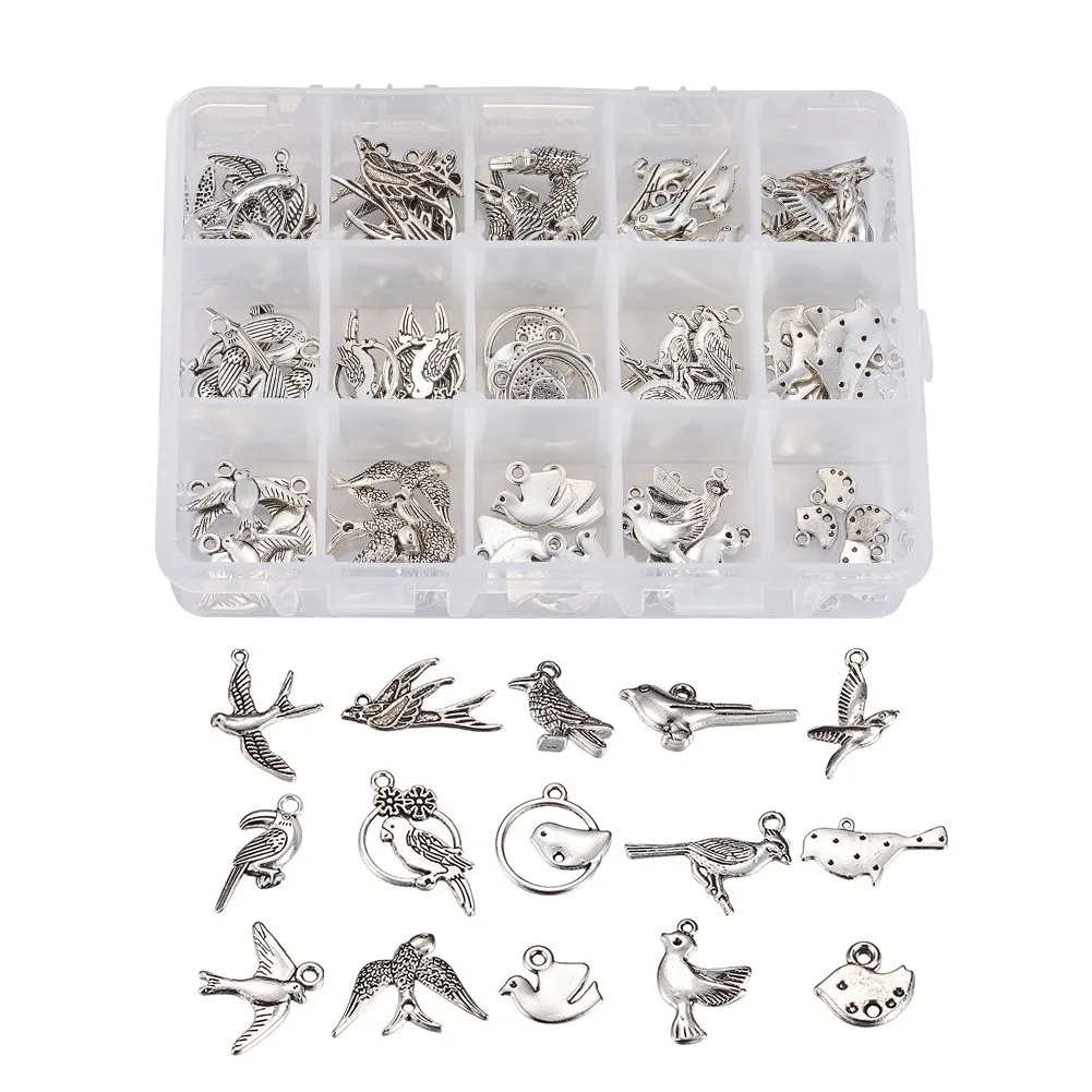 

Mixed Bird Alloy Boxed Pendant Diy Retro Silver Series Pendant Accessories Jewellery Making Supplies