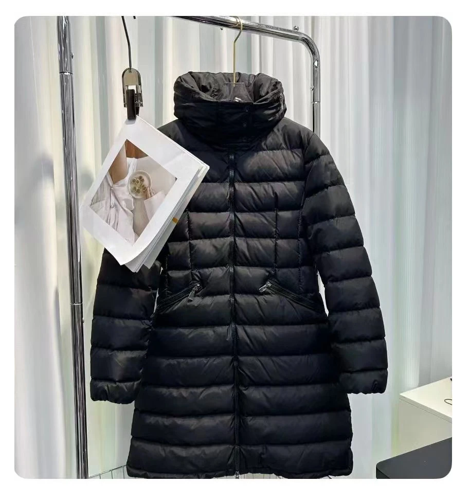 

22 Winter New Golf Coat Women's Long Warm Down Jacket Hidden Hat