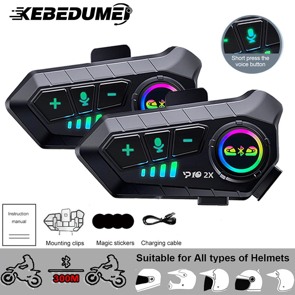

1/2 шт., мотогарнитура для шлема, Bluetooth 5,3