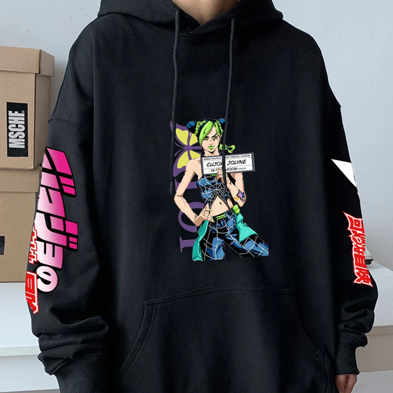 

Anime JoJo's Bizarre Adventure Hoodie Jolyne Cujoh Oversized Hip Hop Casual Sweatshirt Graphic Sportswear Unisex Cool Pullover