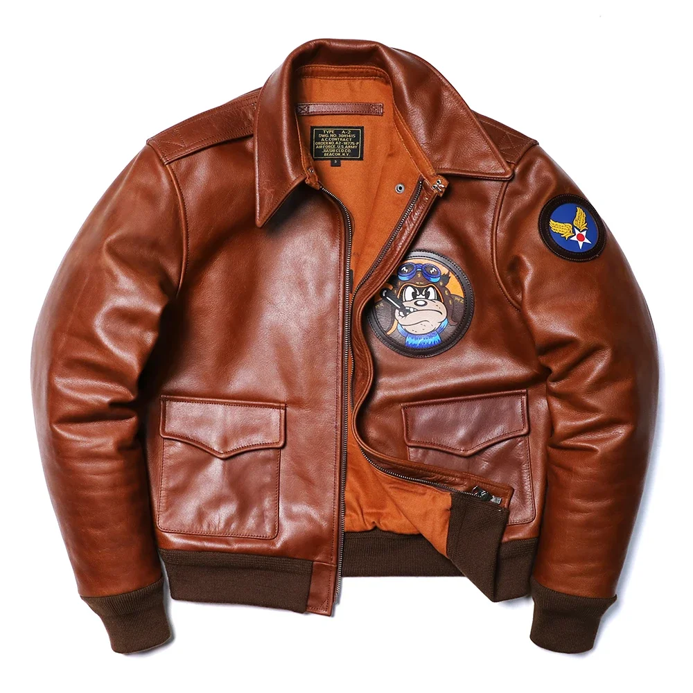 Классическая мужская куртка из натуральной яловой кожи A-2 масляный воск летная в