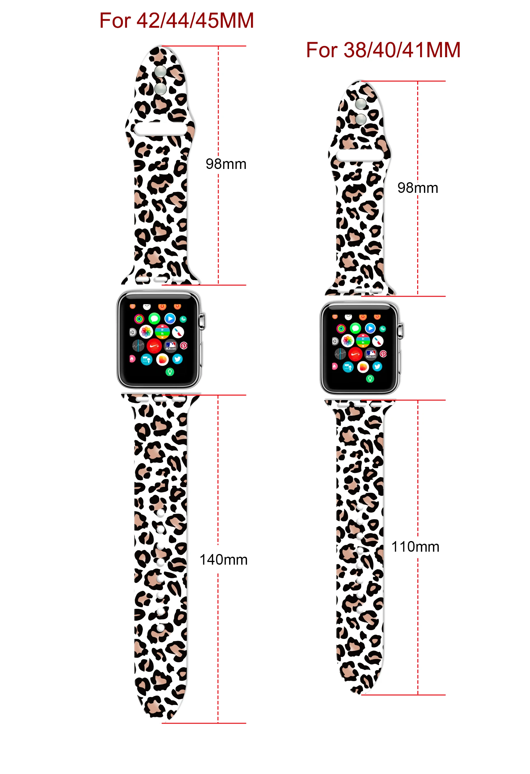 Женский леопардовый ремешок силиконовый браслет для Apple Watch Band 44 мм 40 38 42 iWatch Series 7 6