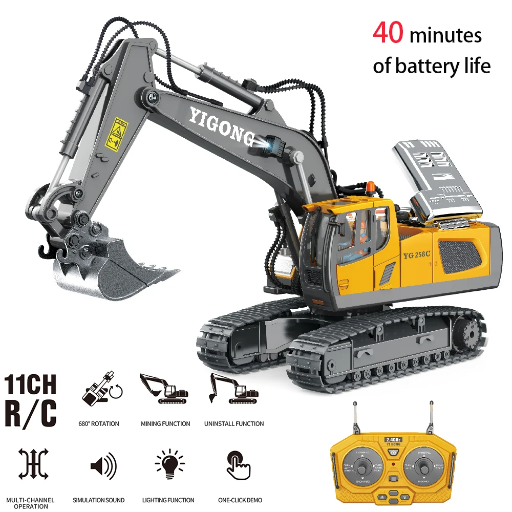 

High Tech RC Excavator 2.4G 11 Channels Dump Trucks Bulldozer Alloy Plastic Engineering Vehicle Electronic Toys For Boy Gifts