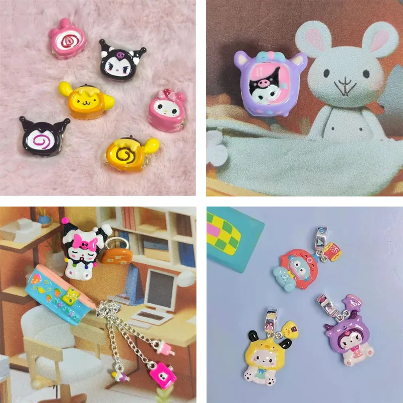 

Sanrio Hello Kitty Pachacco New Epoxy Beading Kuromi My Melody Hangyodon Fashion Kawaii Small Accessories Jewelry Girl Pendant