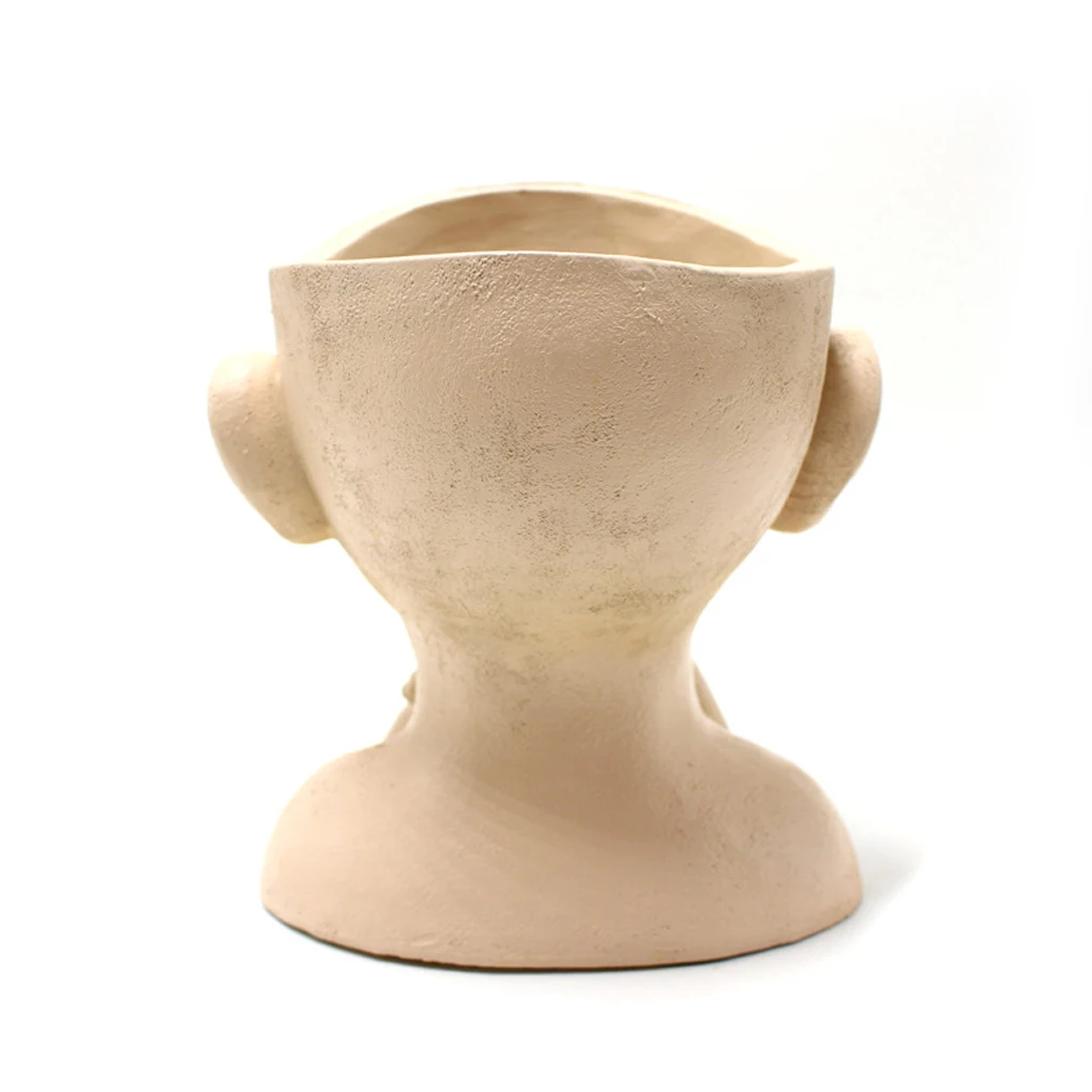 

Human Face Flowerpot Office Desktop Succulent Flower Pot with Drainage Hole Living Room Planter Vase Home Supplies