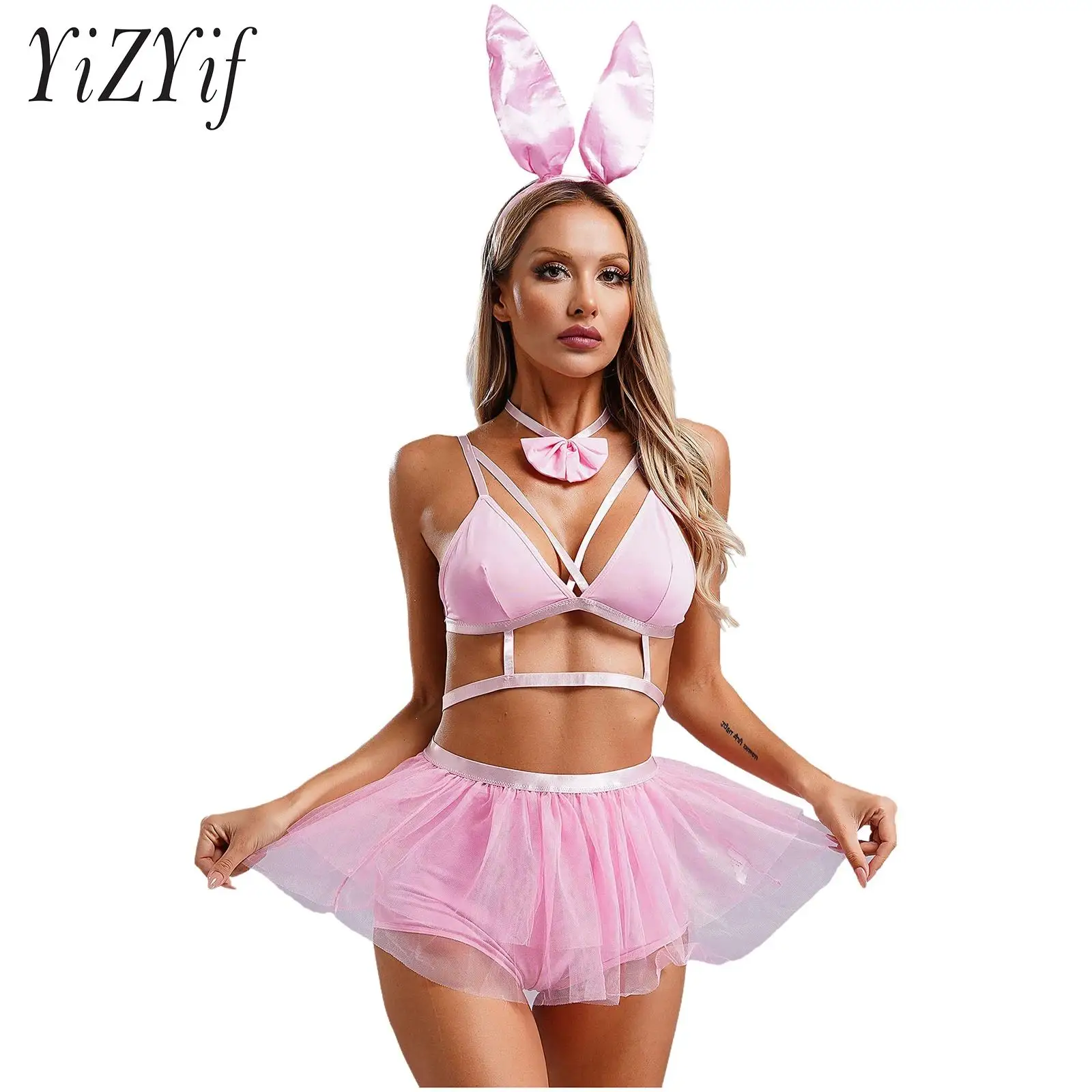 Женский комплект эротического нижнего белья с сексуальным кроликом головной