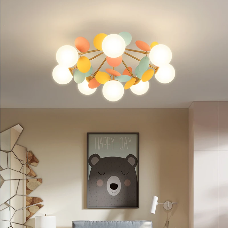 

Led Bedroom Ceiling Light Children's Room Creative Colour Flower Lighting for Living Room Simplicity Single Head Aisle Lamp E27