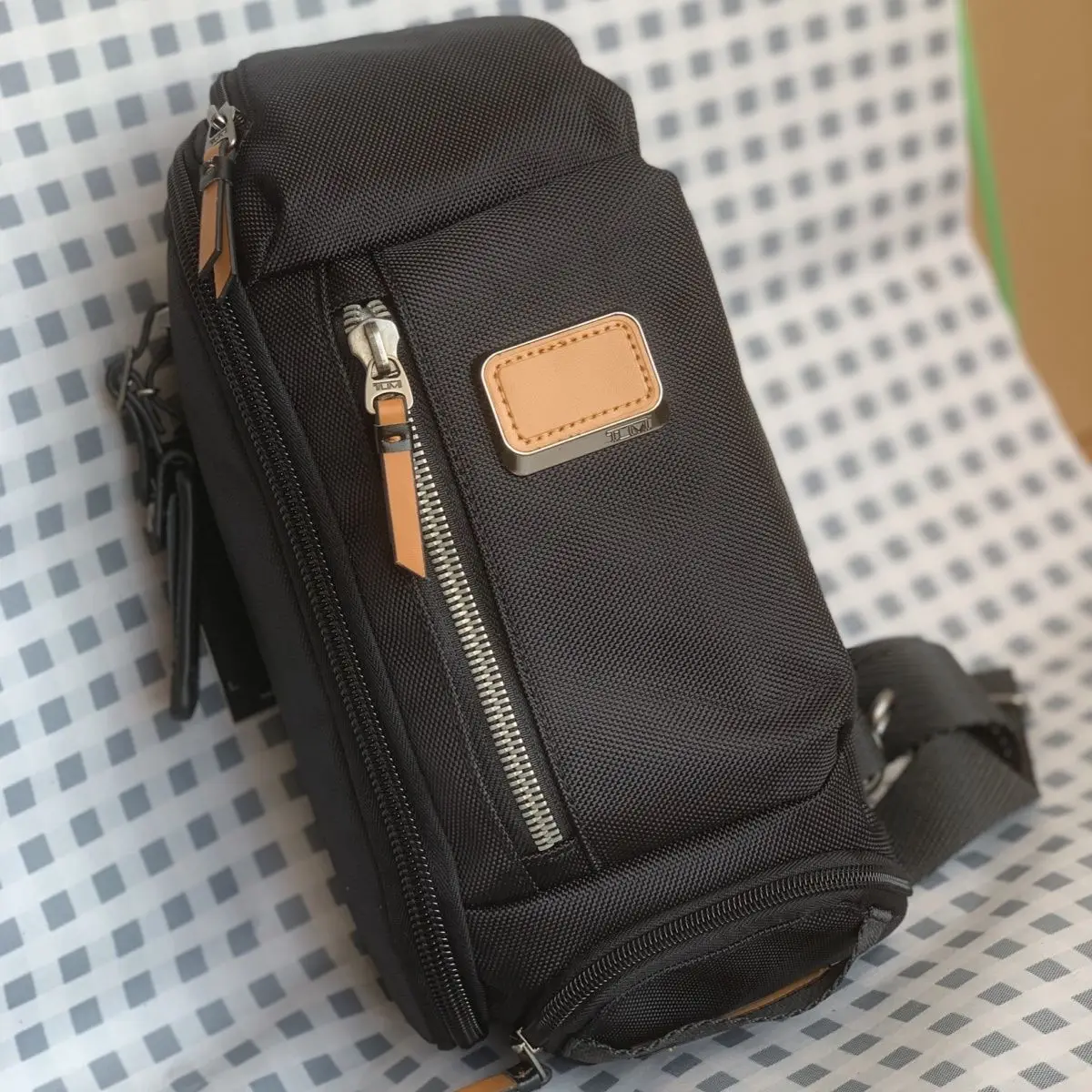 Tumi Men's Leather Belt Shoulder Pouch Small Man Fanny Pack Chest Bag  Nylon  Water-Proof Bag Luxury Bag Man Waist Bag Men