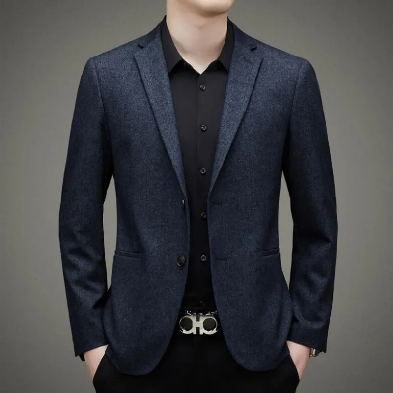 2022 High End New Designer Brand Casual Fashion Plain  Elegant Blazer Jacket Classic Business Trendy Suit Coat Men's Clothes