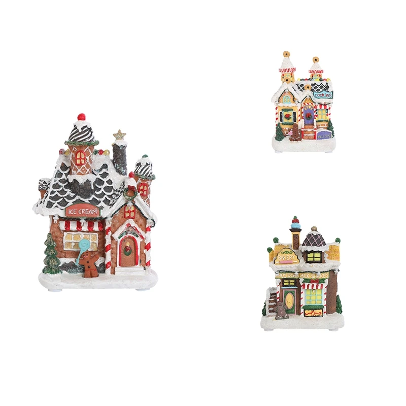 

New Christmas Snow Houses With LED Light Christmas Decorations For Home Decor Kids Xmas Gift Christmas Houses Village