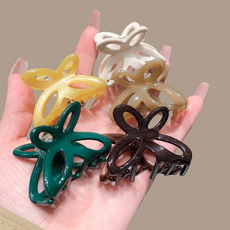 

Ажурная бабочка в оплетке искусственная элегантная задняя часть Головы Акулы зажим небольшого размера изящная ацетатная заколка для волос держатель для конского хвоста