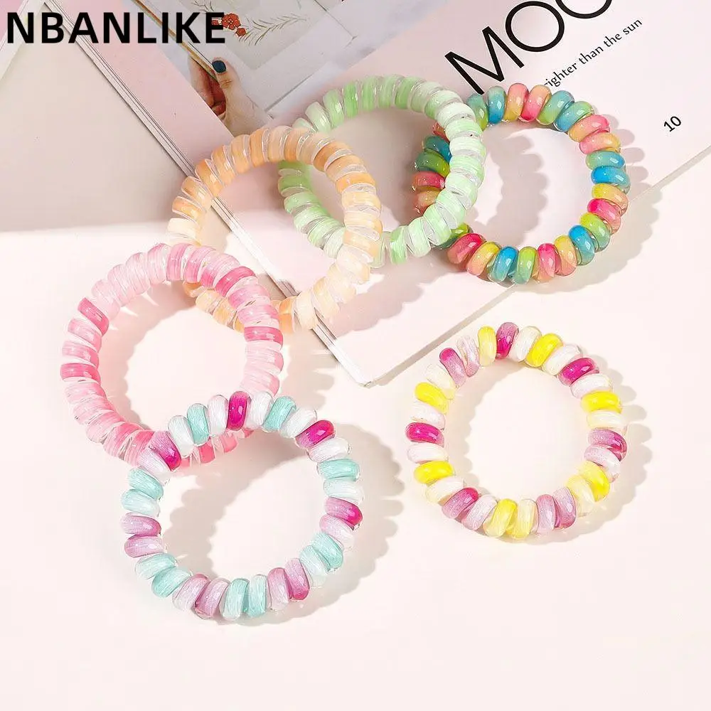 

1PC Fashion Multicolor Telephone Wire Elastic Hairband 5.5cm Spiral Sweet Simple Cord Hair Ring Women Hair Accessories