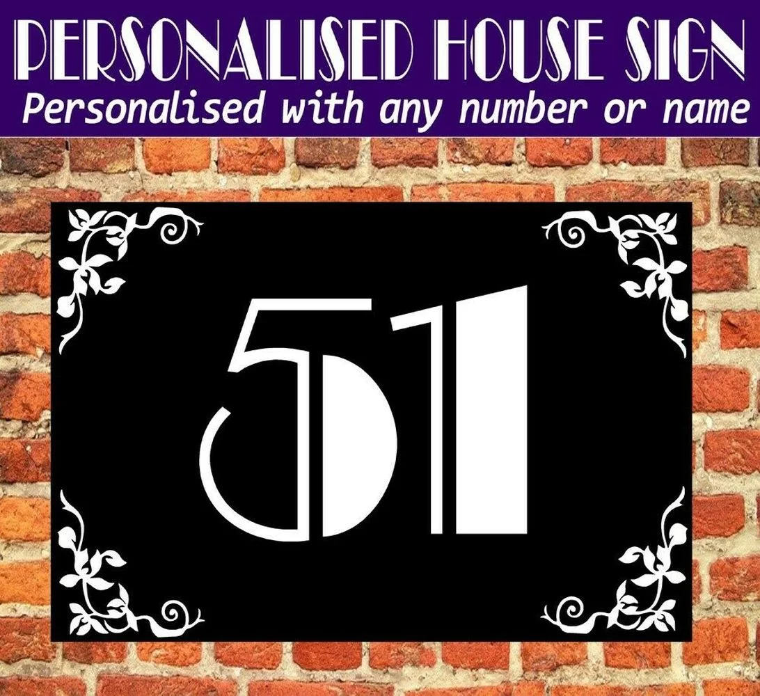 

Customized Black Acrylic House Number Any Name Door Sign Vinyl Sticker