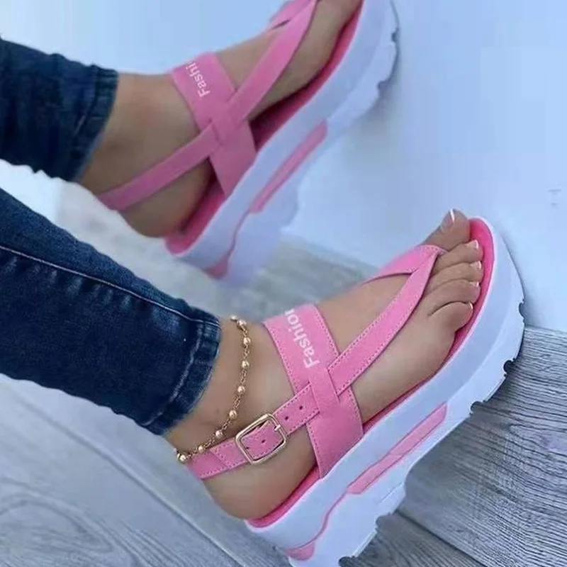 

2022 Fashion Summer Women Shoes Plus Size Platform Wedge Sandals Women's Closed Toe Casual Roman Sandals Correction