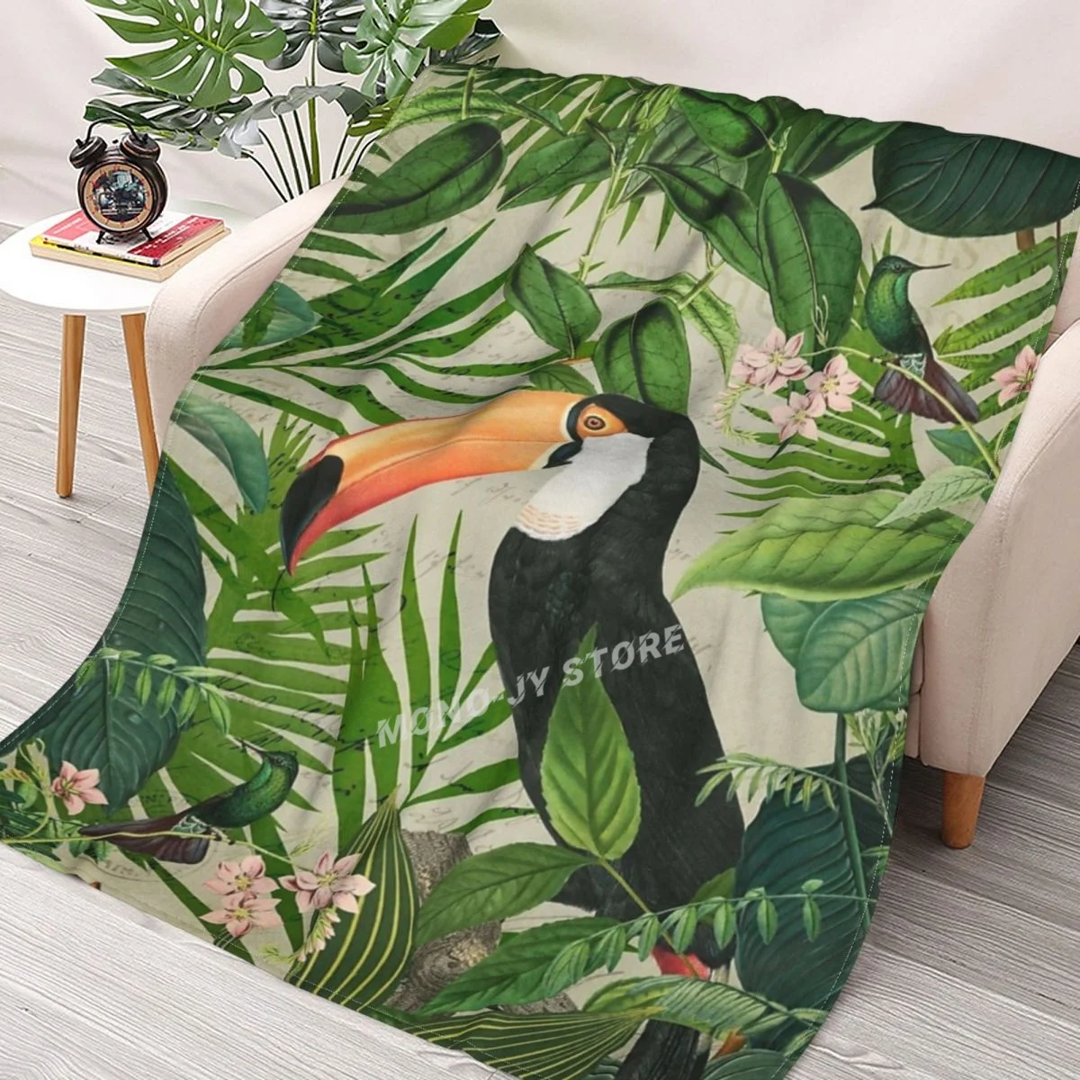 

Toucan And Hummingbirds Throw Blanket Sherpa Blanket Bedding soft Blankets
