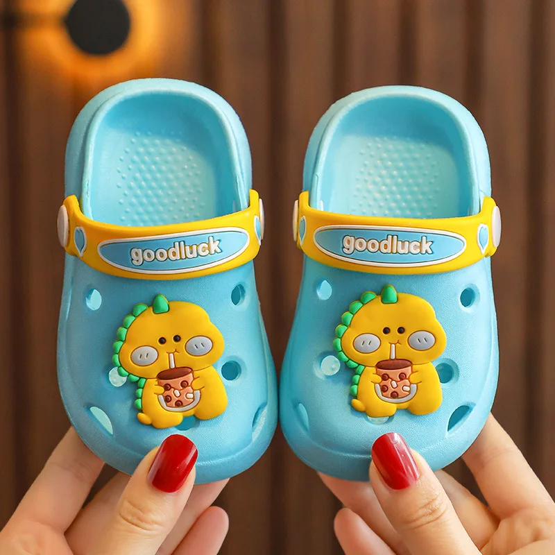 Cute Children Toddler Sandals for Girls Summer Baby Breathable Clogs Kawaii Dinosaur Cartoon Slippers Cheap 1-3 year Clogs Shoes