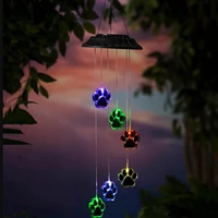 paw prints solar wind chime color changings wind chimes indoor outdoor hangings ornament gifts for dog lovers garden decorations
