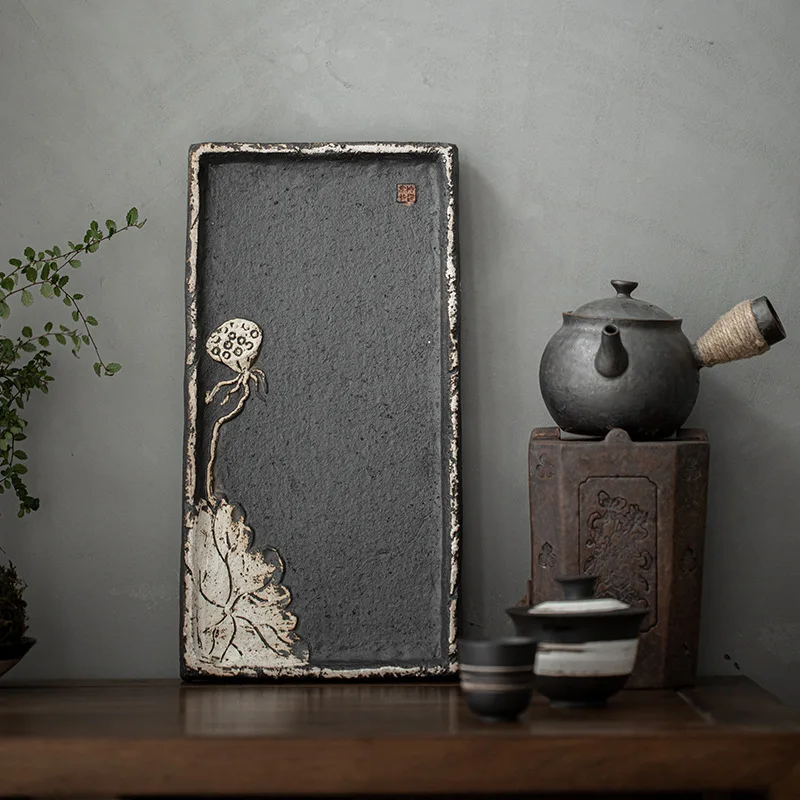 

Бесшумная прямоугольная тарелка керамическая посуда кунг-фу чайный поднос керамический чайный столик керамический поднос сервировочный поднос