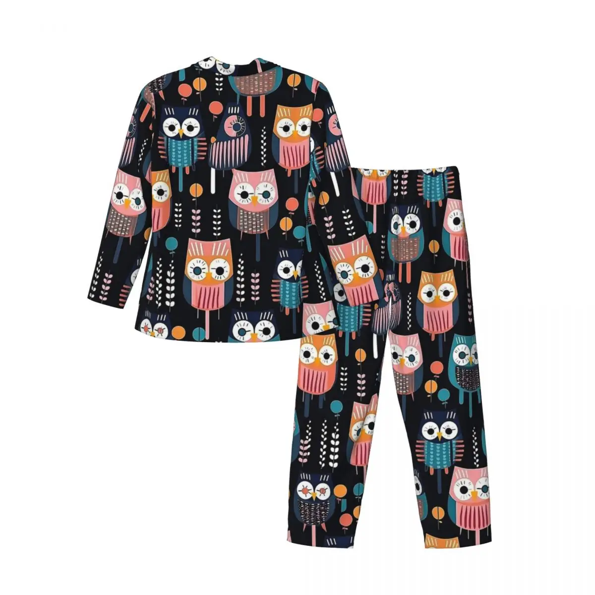Пижамы с геометрической смелой совой осенние красочные винтажные пижамные