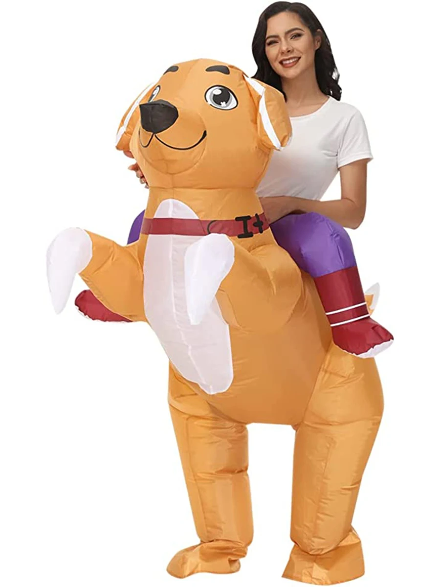 

JYZCOS Funny Dog Inflatable Costume Adult Ride On Dog Blow Up Costume Mascot Animal Halloween Cosplay Fancy Dress