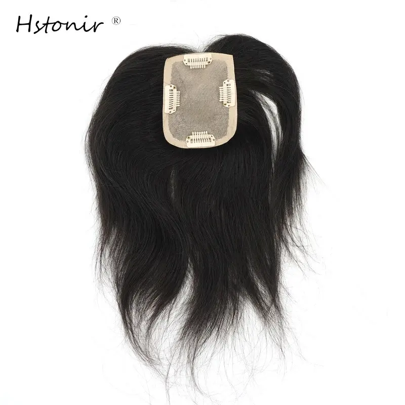 

Hstonir Silk Base Women Indian Remy Hair Replacement System Topper Top Piece Wig TP01