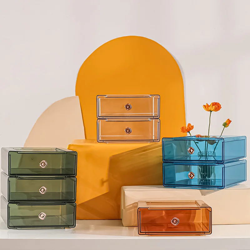 

J2906 Sundries And Snacks Storage Box PET Storage Cabinet With Cover