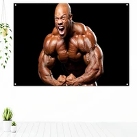 man body building wallpapers wall hanging muscular body poster canvas painting home decoration exercise banner 4 grommets flag 2