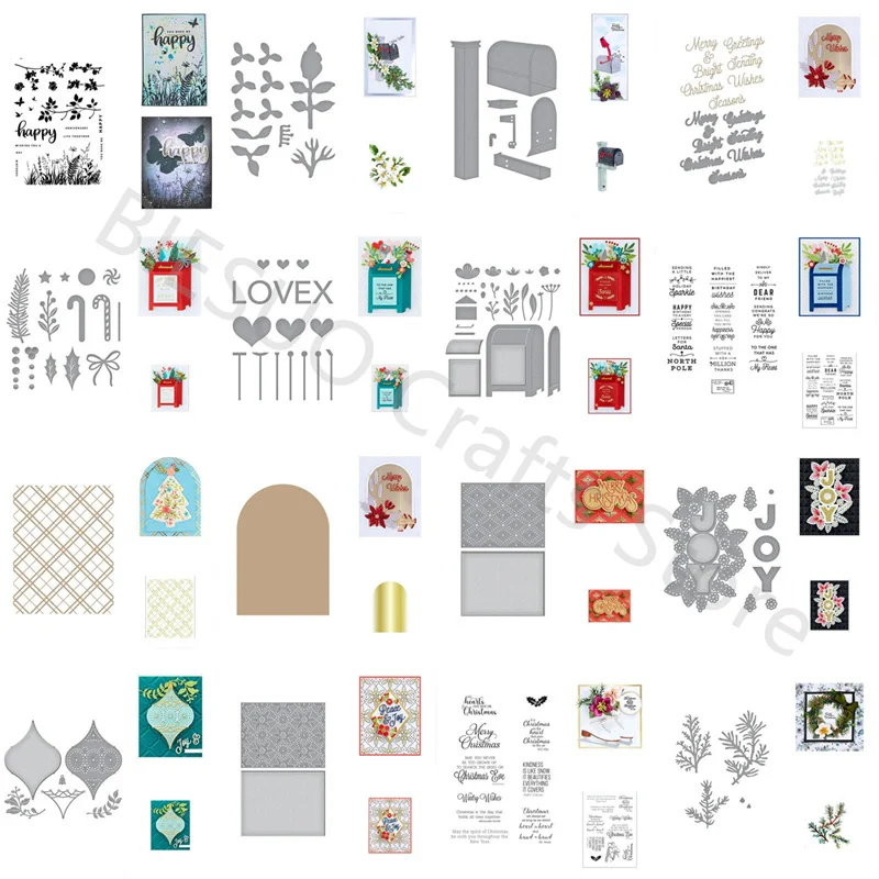 

New 2022 Christmas Pattern Clear Stamps and Die Cuts for DIY Scrapbooking Album Cards Diary Craft Templates Embossed Paper Cards