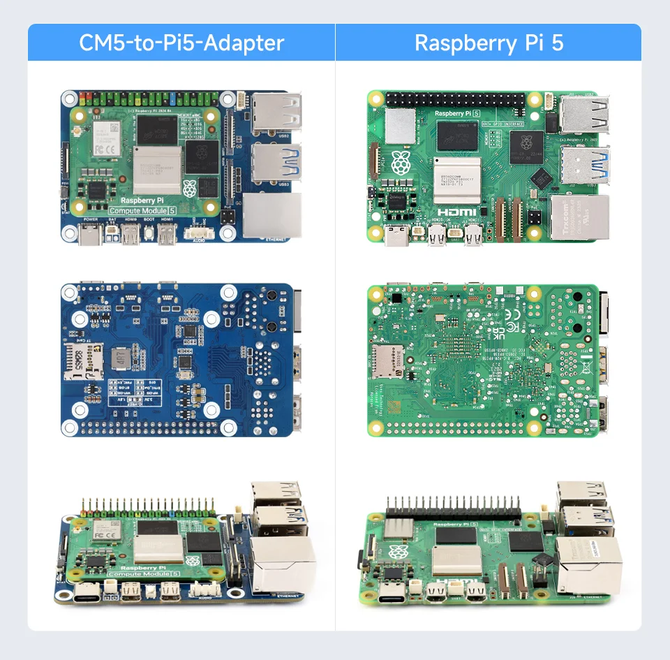 Фото Адаптерная плата CM5 для Raspberry Pi 5, альтернативное решение для RPi 5, встроенный аудио-разъем, поддерживает подключение микрофона. №2